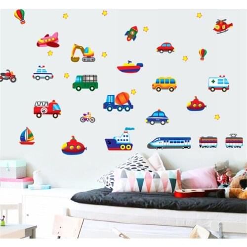 Vivid Cartoon vehicle child wall sticker living room bedroom wall decoration art mural wall stickers for kids rooms