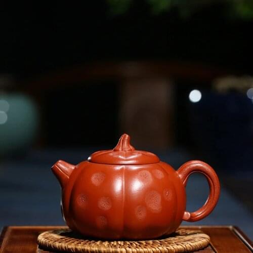 Yixing purple clay pot genuine artisan raw ore Zhuni Dahongpao pumpkin for spring pot Kungfu Teapot Tea Set