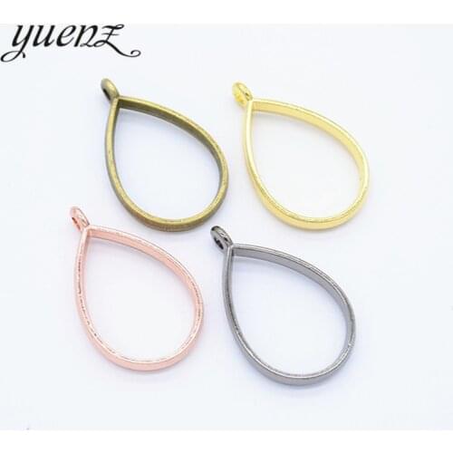 YuenZ 7pcs 7Color Drop shape Charm Alloy Jewelry Accessories Rectangle Charm Hollow Glue Blank Pendant Tray Bezel 33*21mm B182