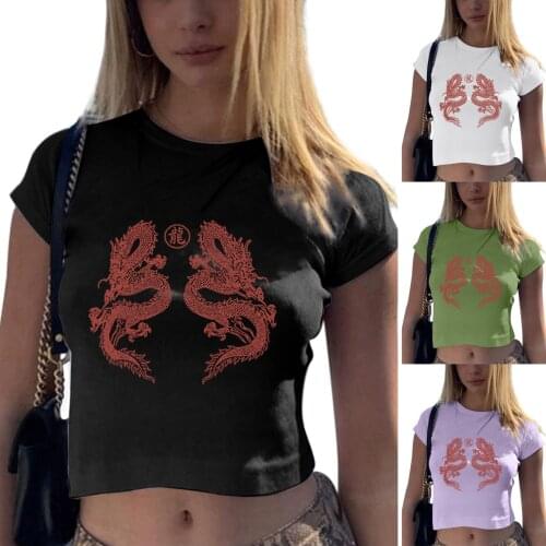 Fun Printed T-shirt Ssangyong play bead graphic short sleeve 2021 Womens T-shirt Fashion Umbilical Cord Casual Short-sleeve