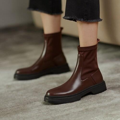Boots women Chelsea Boots Leather ankle boots shearling-lined ankle boots Patent leather ankle boots