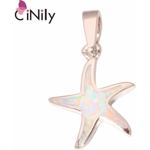 CiNily Created White Fire Opal Silver Plated Wholesale Hot Sell for Women Jewelry Wedding Pendant 1" OD5179