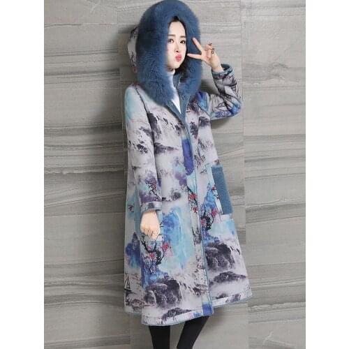 Winter Jacket Women Real Fur Coat Female Fox Fur Collar 100% Wool Coat Women Double Side Wear Sheep Shearling Jacket MY