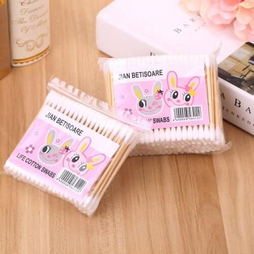 100Pcs Cute Double Head Cotton Swab Women Makeup Cotton Buds Tip For Medical Bamboo Sticks Nose Ears Cleaning Health Care Tools