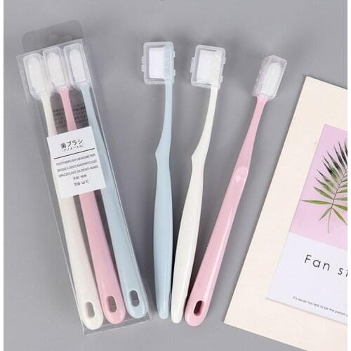3pcs/set Ultra Soft Toothbrush Nano Brush Portable Soft Hair Tooth Brush Eco Friendly Brushes Oral Cleaning Care Tools