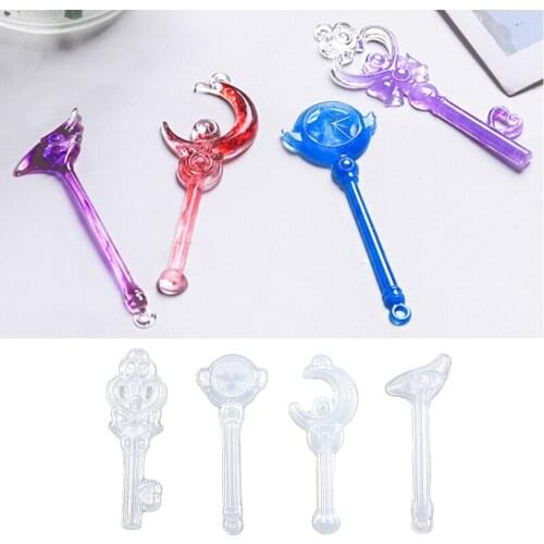 4 Pcs Crystal Epoxy Resin Mold Magic Wand Silicone Mould DIY Handcrafts Casting
