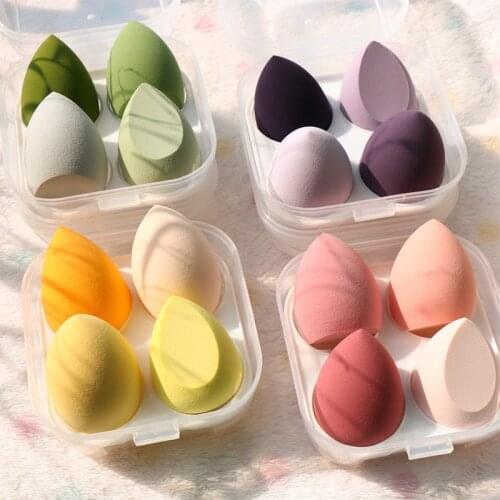 4pcs Face Cosmetic Puff with Box Concealer Liquid Foundation Powder Makeup Sponge Water Drop Shape Soft Puff Make Up Beauty Tool