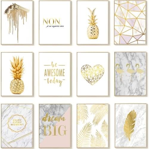 5D DIY Diamond Painting Golden Pineapple Love Simple Letter Diamond Mosaic Embroidery Cross Stitch Art Set Soft Background Decor