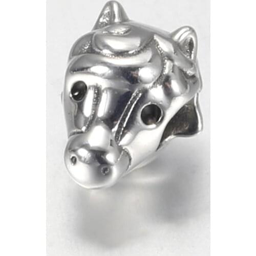 Authentic S925 Silver Bead Cute Dog Horse Head Charm fit Lady Bracelet Bangle Girl Birthday Gift DIY Jewelry