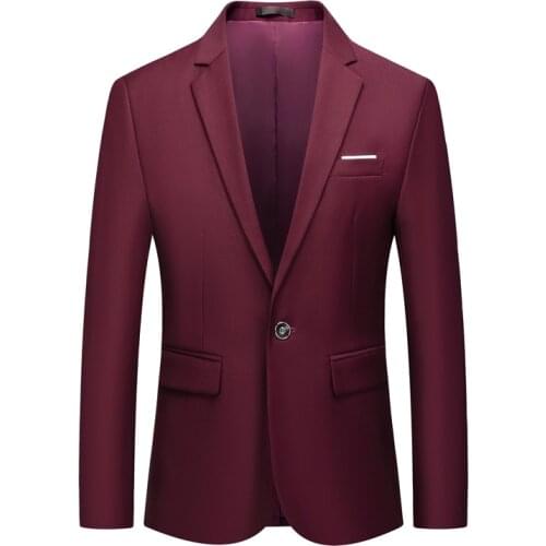 Smart Casual Solid Men Blazer Slim Fit 6XL/60 Gray Single Button Mens Blazers Office Work Business Event Host Jacket Man 9 Color