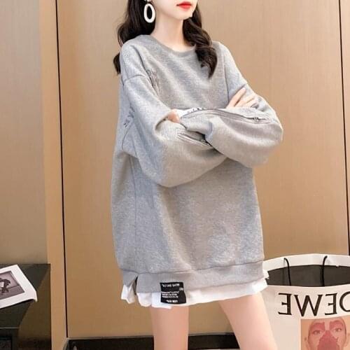 Fake Two Large Size Bodyguards Womens Spring And Autumn Thin Lazy Fashion Popular Net Red Design Loose And Versatile Super Fire