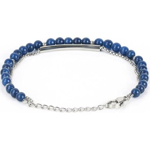 BOFEE Yoga Blue Stone Bead Bracelet Adjustable String Charm Vintage Trendy Stretch Hand Bracelet Fashion Jewelry Gift Lover