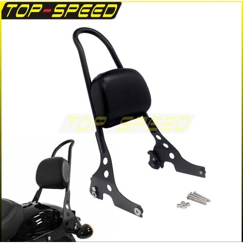 Motorcycle Black Luggage Rear Passenger Backrest Rack Sissy Bar Cushion Pad For Harley XL883C XL883R XL1200R XL1200C XL1200S