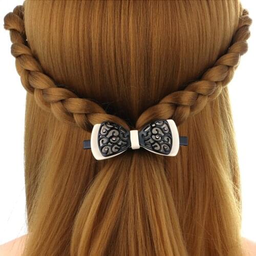 Black Pattern Hair Barrettes Vintage Hair Accessories Hollow Bow Hair Clips for Women Acetate Headdress Mothers Gift MR03