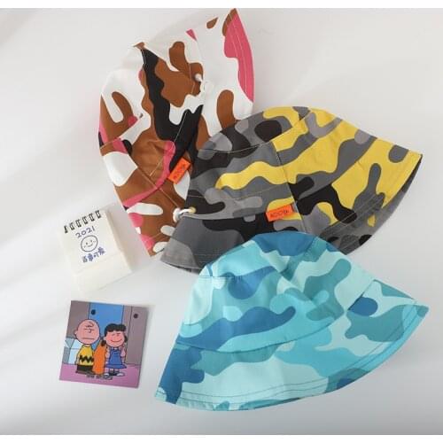 Childrens Camouflage Hat 2021 New Adjustable Flat-top Baby Fisherman Hat Military Training Outing Sunshade Panama Hat