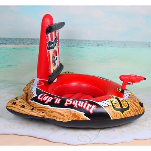 Childrens Water Inflatable Boat With Water Spray Toy Kids Pirate Boat Small Boat Swimming Ring Inflatable Floating Row Toy