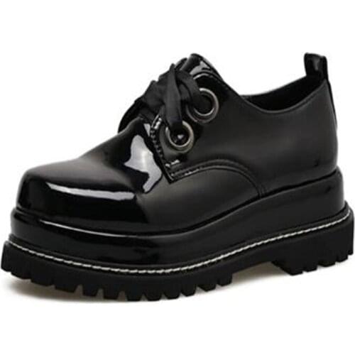 Ms girls comfortable leather large base platform shoes breathable leisure leather single women shoes professional shoes