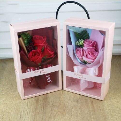 Artificial Rose Soap Flower with Gift Box for Valentines Day for Girlfriend Christmas Gift Boxes Craft Soap Roses Bouquet