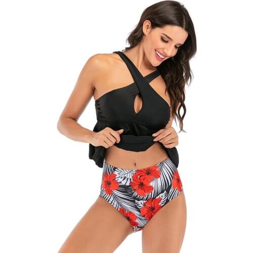 Ruffle Swimsuit 2021 High Waist Bikini Flower Donts Printing Bikini Brazilian Two Piece Bikini Swimsuit Swimwear