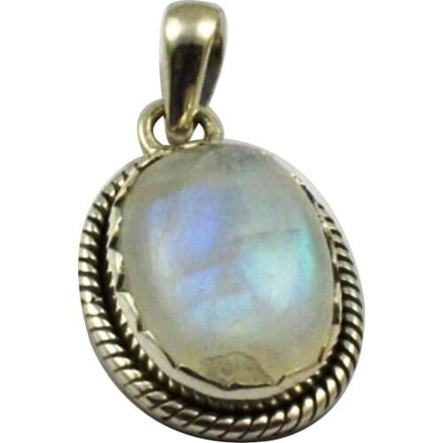 Lovegem Nature Rainbow Moosntone Pendant 925 Sterling Silver , 31.5 mm, MHBAP4601
