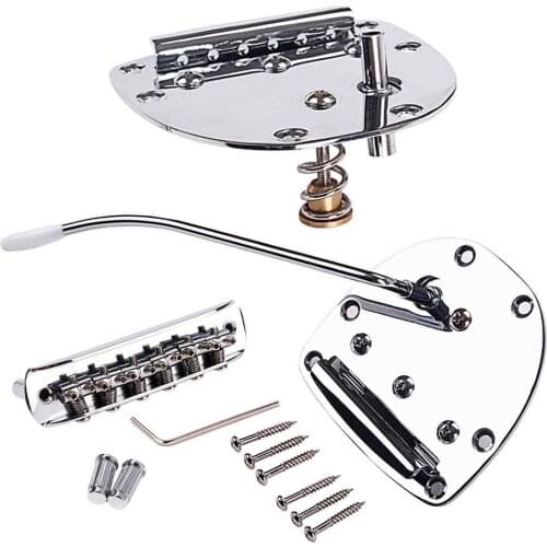 Guitar Bridge Set Metal Tremolo Bridge Set for Mustang Jazzmaster Guitar Replacement Accessories