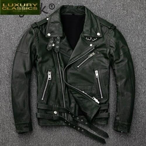 Winter Autumn 100% Genuine Leather Jacket Men Streetweaar Real Sheepskin Coat Man Moto Biker Vintage Leather Jackets 1707
