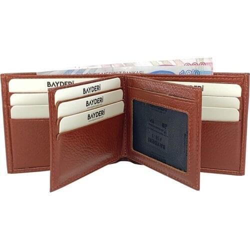 Genuine Leather plenty card cups tan male wallet
