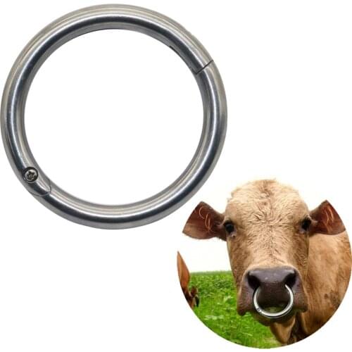 Stainless Steel Cattle Nose Rings Bull Ox Cow Bovine Traction Clasp Farm Animal Livestock Nose Clips Farm Animal Supplies 1 Pc
