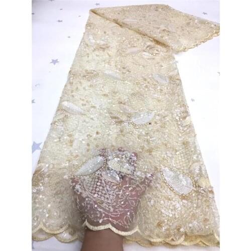 NHX04# African Colorful Sequin Bead Embroidery Tulle Mesh Lace for Sawing Wedding Dress/Fashion Show