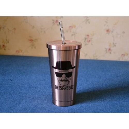 New 550ML Breaking Bad Heisenberg Bee Stainless Steel Coffee Tea Straw Cup Mug