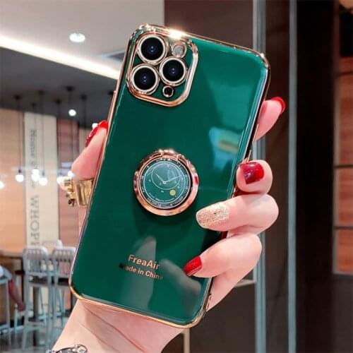 New Creative Clock Ring Bracket Electroplating Iphone11 12Pro Mobile Phone Shell Apple All-inclusive Lens Cover 11Promax Case