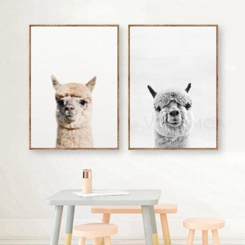 Animal Alpaca Poster Wall Art Canvas Print Farm Animals Llama Art Wall Painting for Kids Room Nursery Wall Art Interior Decor