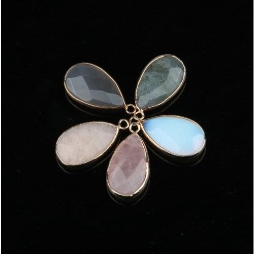 Natural Stone Rose Quartzs Pendant Water Drop Shape Pendants for Jewelry Making DIY Necklace Accessories Size30x16x7 mm