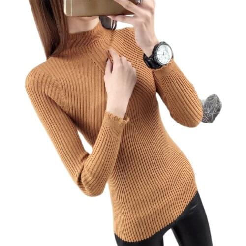 The pullover female short autumn Korean Womens 2016 flounce shirt sleeved sweater slim thickening