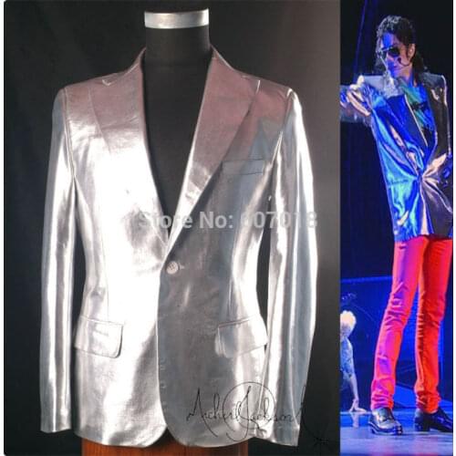 Rare Classic MJ Michael Jackson This is it Silver Punk Rock Casual Jacket Informal Suit Blazer