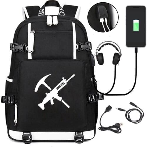 Fortnite Game Luminous Night Backpack For Men and Women Capacity USB Charging Backpack Large Capacity Students School Bags