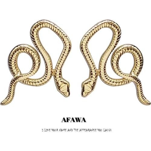 2021 Fashion Stainless Steel Stud Earrings Women Gold Color Snake Big Earrings Jewelry boucles d’oreille E9303S01