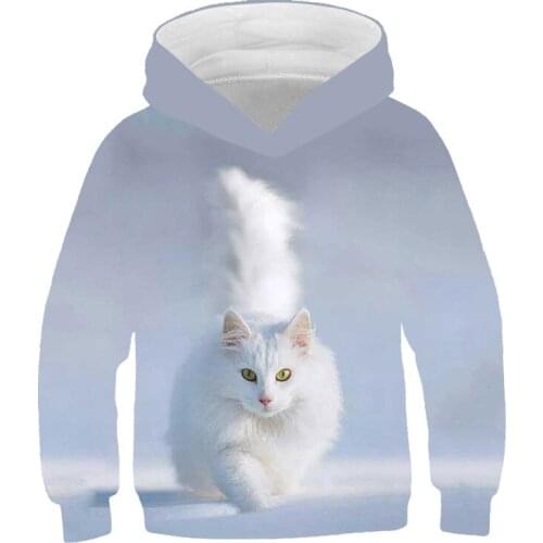 Boys and Girls cat Hoodies Casual Japanese Anime Sweatshirt Cool Fashion Coat baby kids 3d Printing Pullover polyester clothes