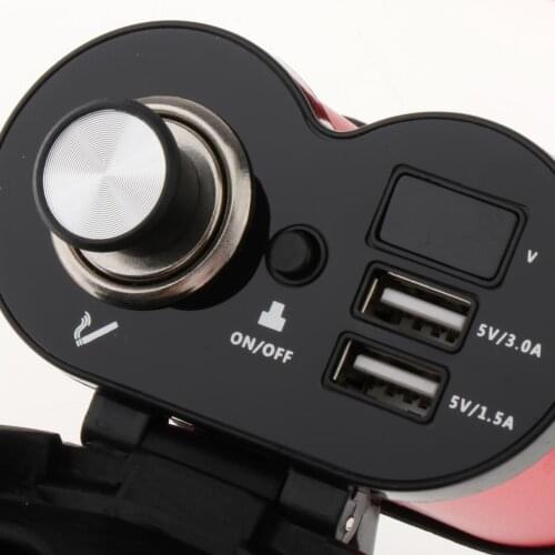 12V Waterproof Motorcycle USB Charger with Voltmeter and Cigarette Lighter Function
