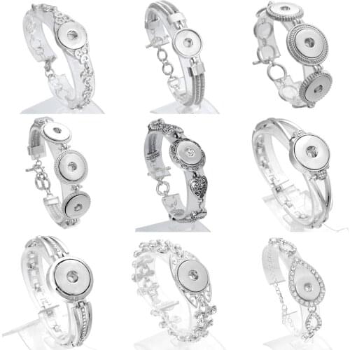 High Quality Metal Snap Jewelry 18mm Snap Button Bracelet for Women Men Fit Snap Button Jewelry Button Bracelet Bangle