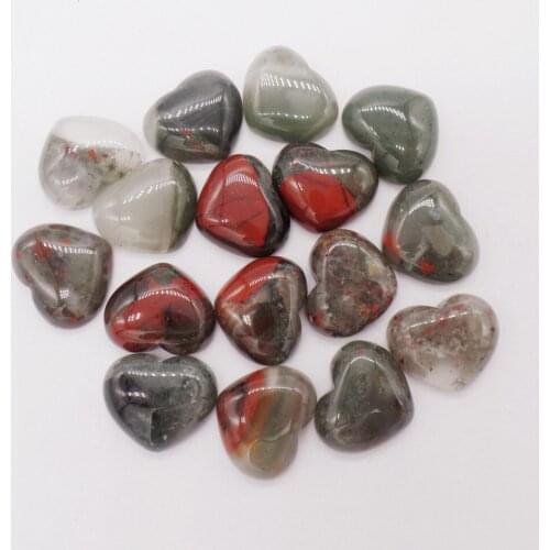 10Pcs 18x15x6mm Natural Black&Red Africa Blood Stone Love Heart Cab Cabochon For DIY Jewelry Making Necklace Accessories Gift