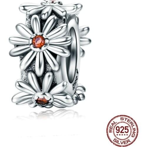 100% 925 sterling silver charms hollow daisy bead pendant fit original bracelet women luxury jewelry birthday gift making