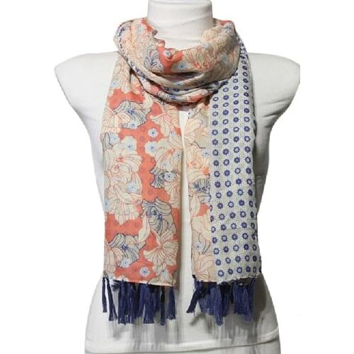 2016 Newest Floral Pattern Dot Printed Tassel Scarf Women Cotton Voile Scarf Shawls Wraps Hijabs 10pcs/Lot