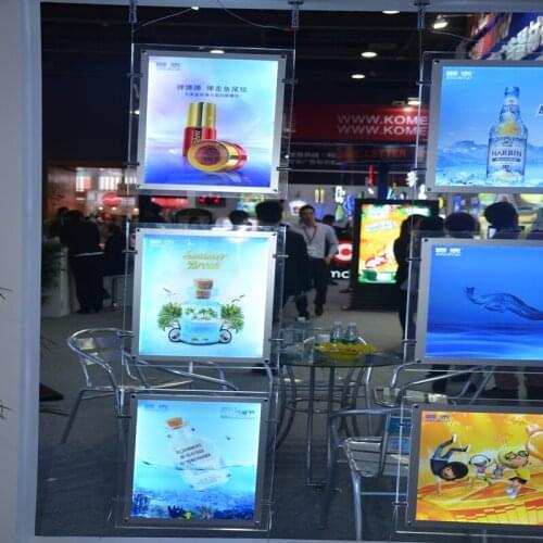 5 Unit/Column) A4 Single Sided Cable Displays LED Light Pockets,Suspended Shelving Backlit Window Display with U Pocket