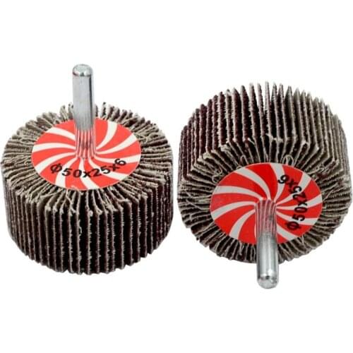 6 Packs 2 Inch 80 Grit Abrasive Mounted Flap Wheel Sander,1/4 Inch Round Shank Sanding Wheel