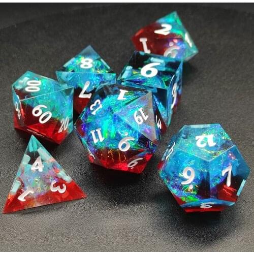 7 pieces/set of gem dice polyhedral resin dice DND rpg role-playing game dice set tabletop entertainment game, sharp dice