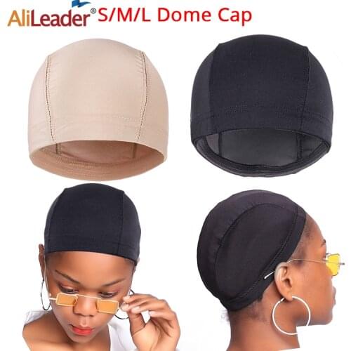 AliLeader 5/12PCS Wholesale Small/large Mesh Dome Wig Cap Black beige Cheap Elastic Pandex Dome Cap Materials For Wig Making