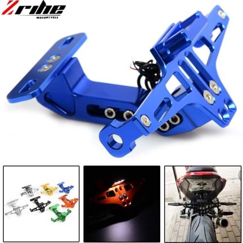 Motorbike Adjustable Angle Aluminum License Number Plate Holder Bracket For Yamaha R1 R6 R3 FZ1 FZ6 MT07 MT09 XJ6 TMAX 500 530