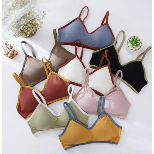 Cotton Beauty Back Bra Girl Movement Wrapped Chest without Rims Underwear Female Students Wire Free Bras Soft Comfort Underwear