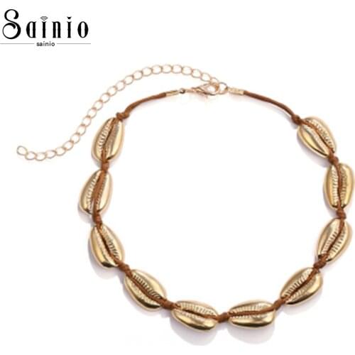 Boho Sea Shell Choker Necklace Women Seashell Jewellery Chocker Simple Neckless For Girls Bohemian Beach Jewelry